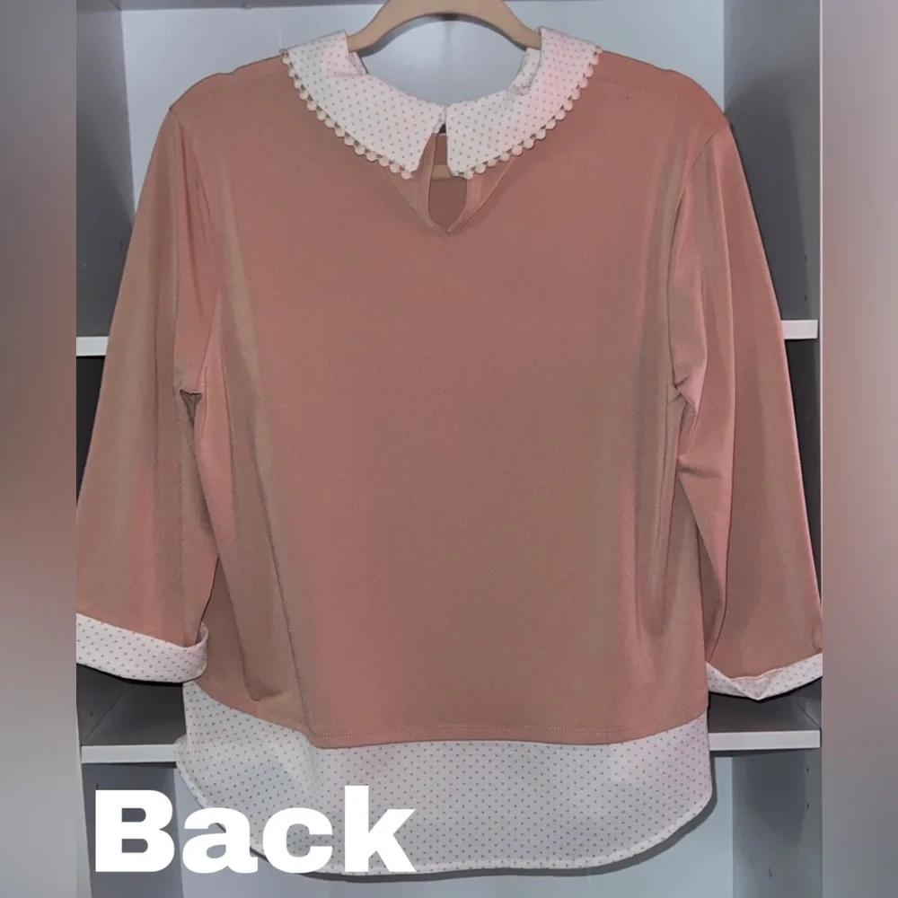 Faith and Joy Women’s Pink Polka Dot Blouse (NEW) - Picture 2 of 9